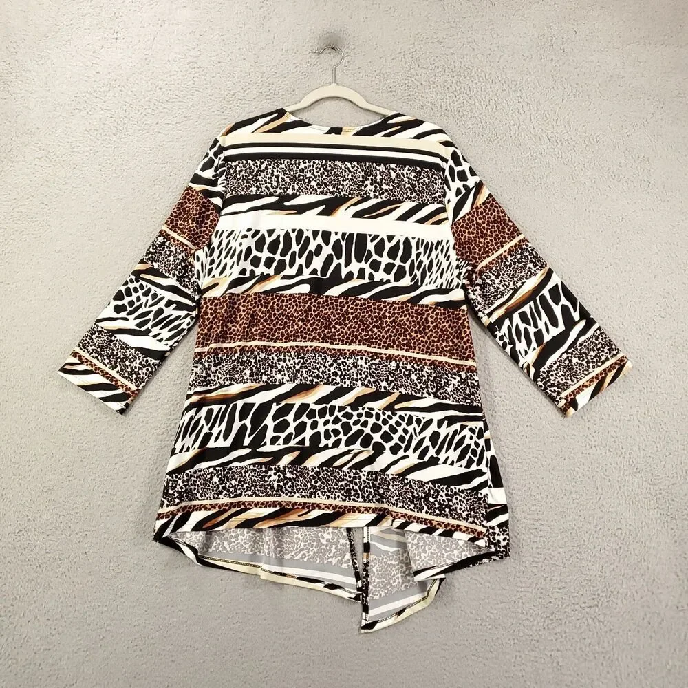 Serengeti Blouse Womens XL Animal Print Cardigan with Attached Tank Stretchy - Picture 8 of 13
